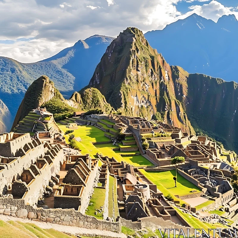 Breathtaking View of Ancient Stone Ruins and Majestic Mountains AI Image