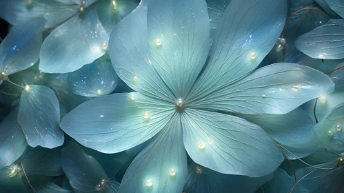 Blue Flower in Luminous Fairy Tale Setting