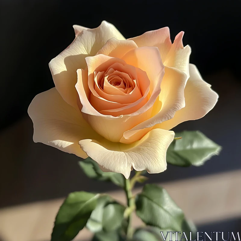 AI ART Peach Rose Bloom - Detailed Floral Image