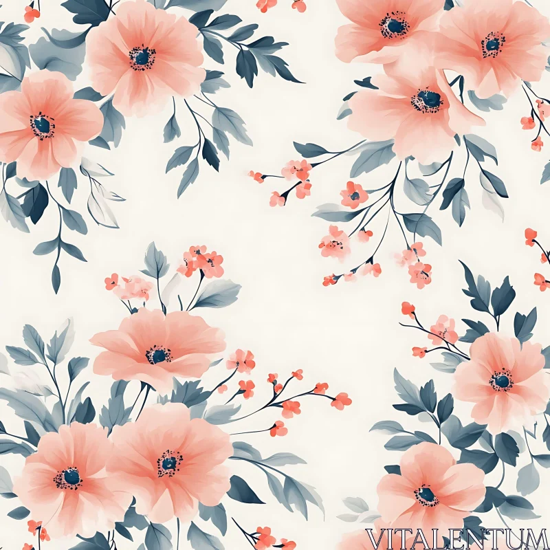 Graceful Floral Design with Peach Blossoms AI Image