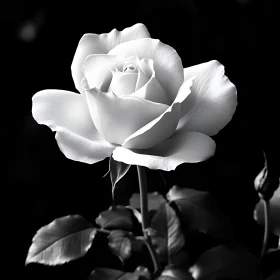 Elegant White Rose with Detailed Petals