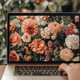 Laptop with Floral Background