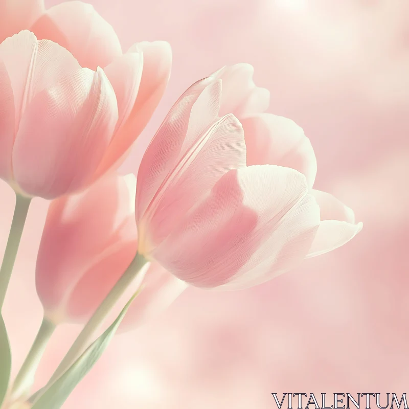 AI ART Close-Up of Pink Tulips