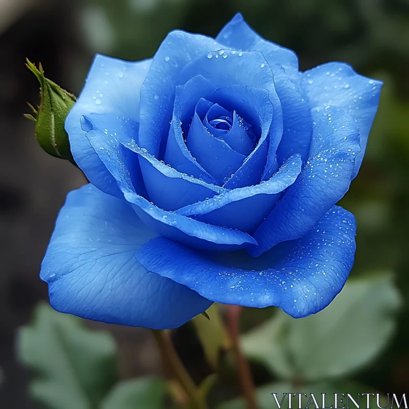 AI ART Detailed Close-Up of a Blue Rose Flower