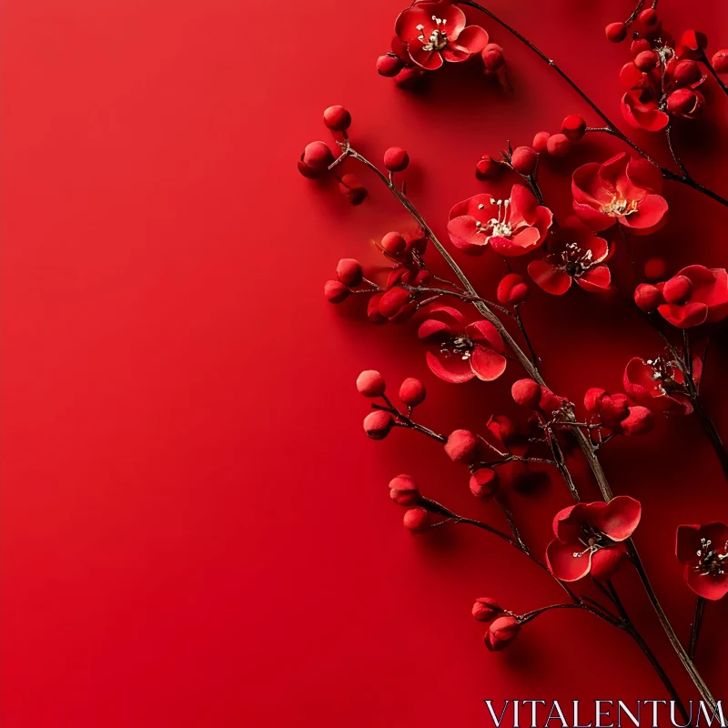 Elegant Red Flowers Arrangement AI Image