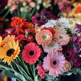 Colorful Flower Arrangement with Gerberas and Carnations