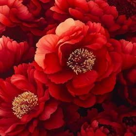 Detailed View of Red Peonies