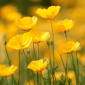 Bright Yellow Blossoms in a Lush Meadow