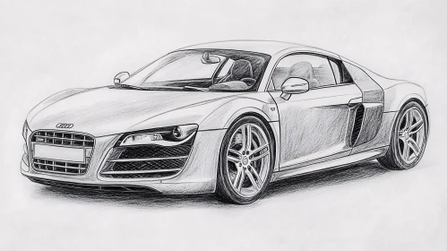 Pencil Drawing of a Sleek Sports Car