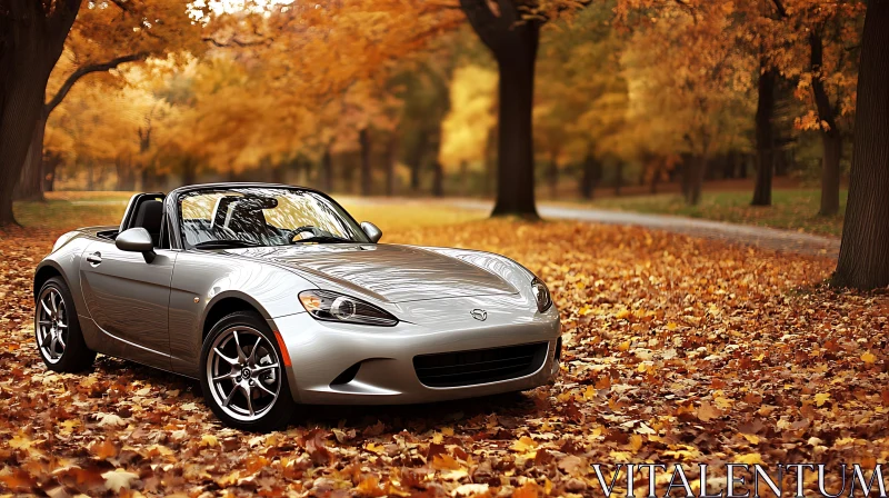 Convertible Car in Fall Setting AI Image