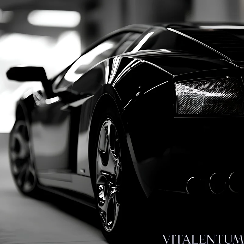 Luxury Black Sports Car Close-Up AI Image