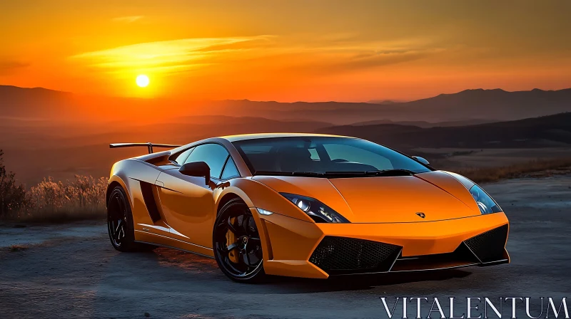 Luxury Sports Car with Sunset View AI Image