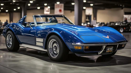 Classic Blue Convertible on Display