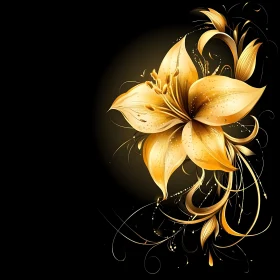 Elegant Golden Flower Artwork