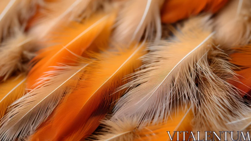 Close-Up of Orange and White Feathers - Naturalistic Tones and Soft-Focus Portraits AI Image