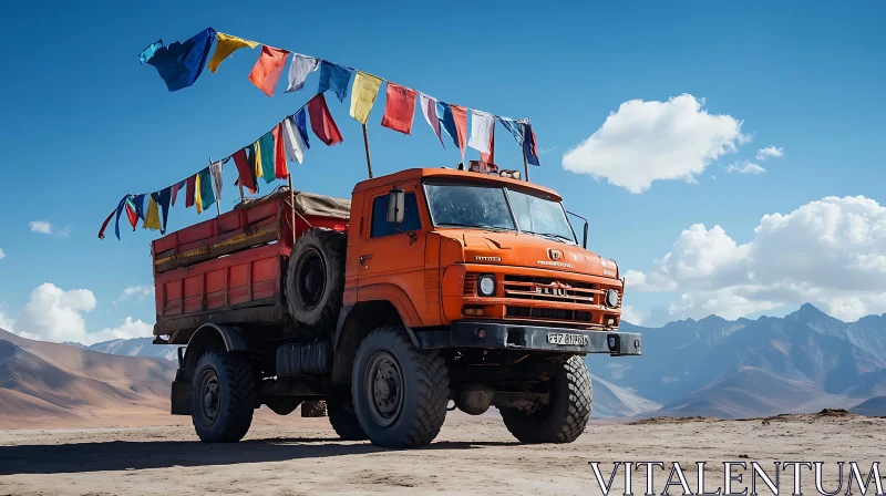 Adventure Truck in Mountain Range AI Image