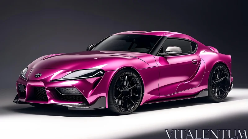 Glossy Pink Sports Car with Aerodynamic Design AI Image