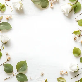 Botanical Flat Lay with White Roses