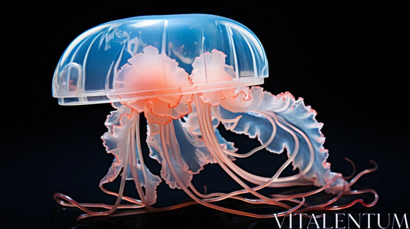 Surreal Plastic Jellyfish against a Black Background AI Image