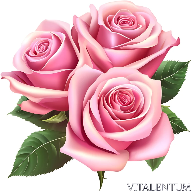 AI ART Exquisite Pink Roses Floral Arrangement