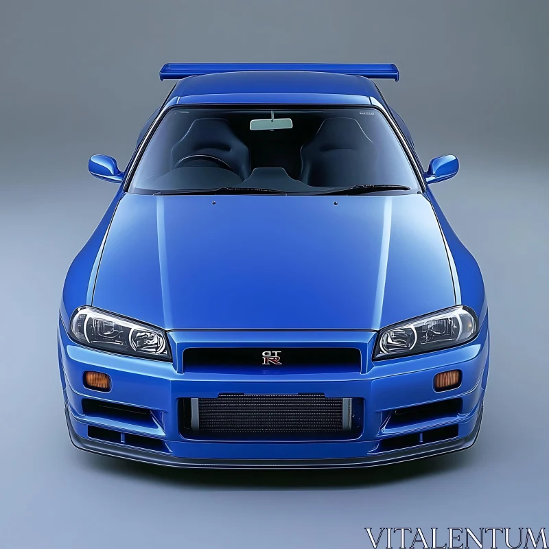 Blue GT-R Sports Car Front Angle AI Image