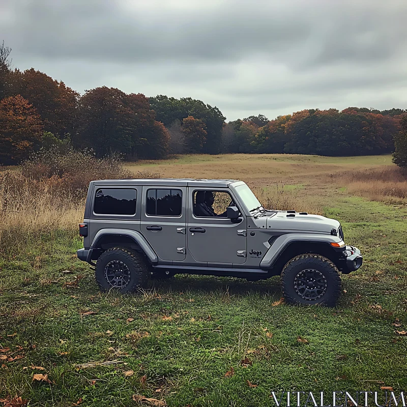 Off-Road Exploration in a Grey SUV AI Image