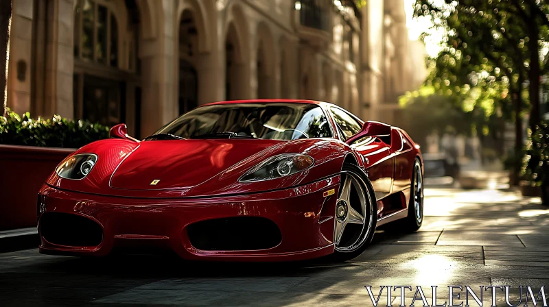 Luxury Red Sports Car in City AI Image