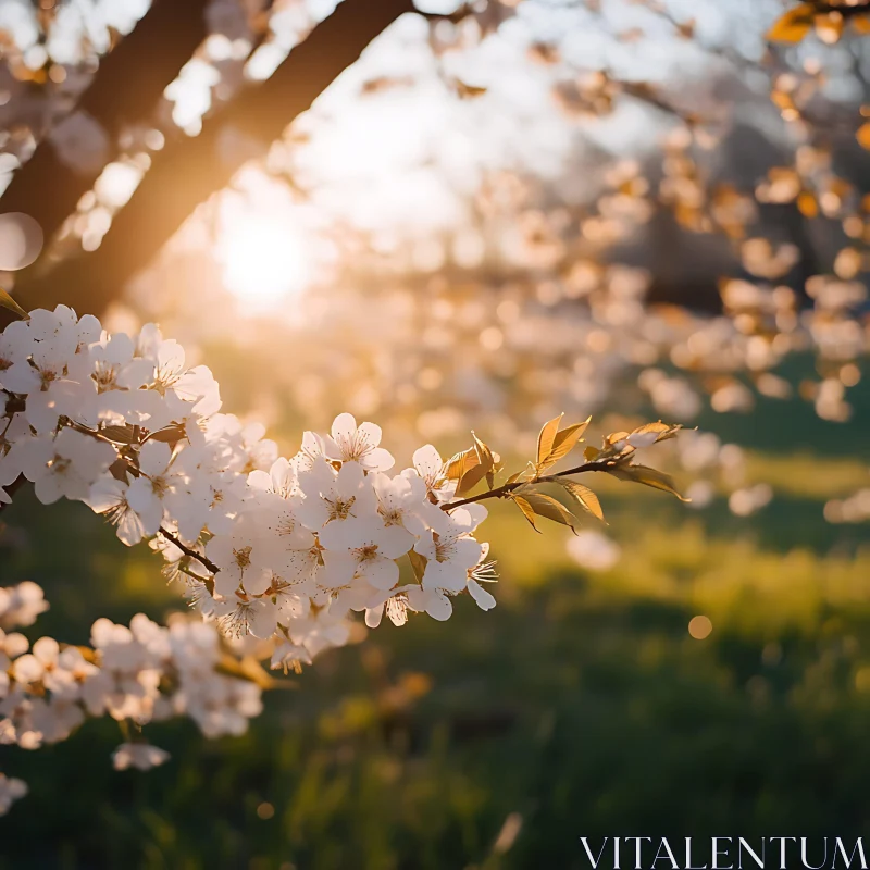 Golden Hour Blossom Scene AI Image