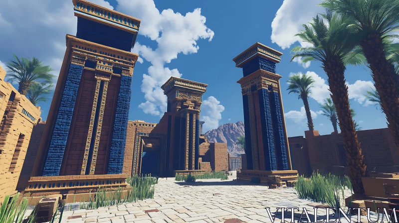 Historical Temple Ruins with Carved Columns AI Image