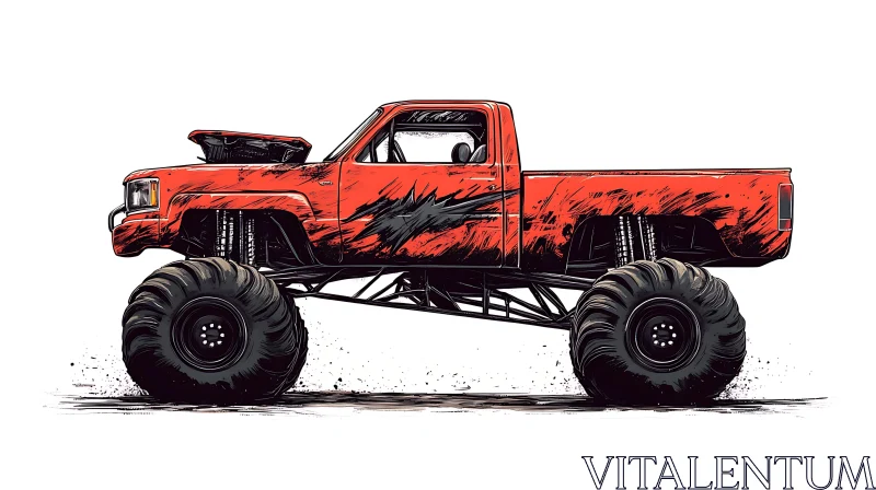 Custom Red Monster Truck Artwork AI Image