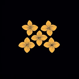 Yellow Petals Pattern on Dark Canvas