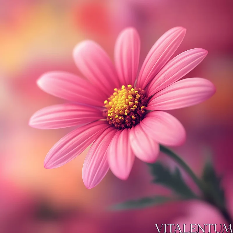 Delicate Pink Blossom with Yellow Core AI Image