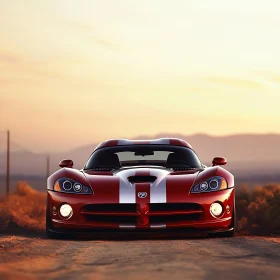 Red Sports Car at Golden Hour