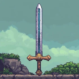 Medieval Fantasy Sword in Pixel Art