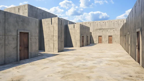 Modern Exterior with Geometric Concrete Structures