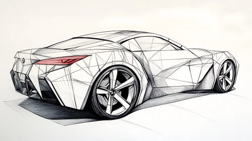 Sleek Geometric Car Design Drawing