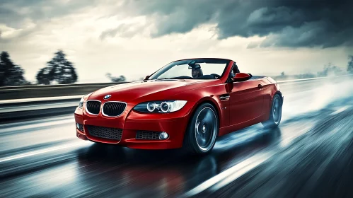 High-Speed Red Convertible in Action