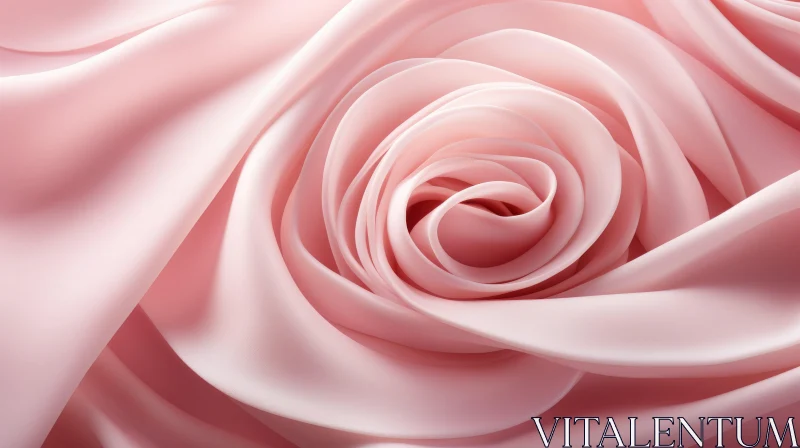 Exquisite Pink Rose on Satin Backdrop with Abstract Organic Forms AI Image