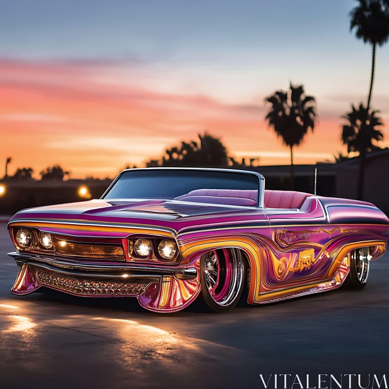 Custom Painted Convertible Under Sunset AI Image