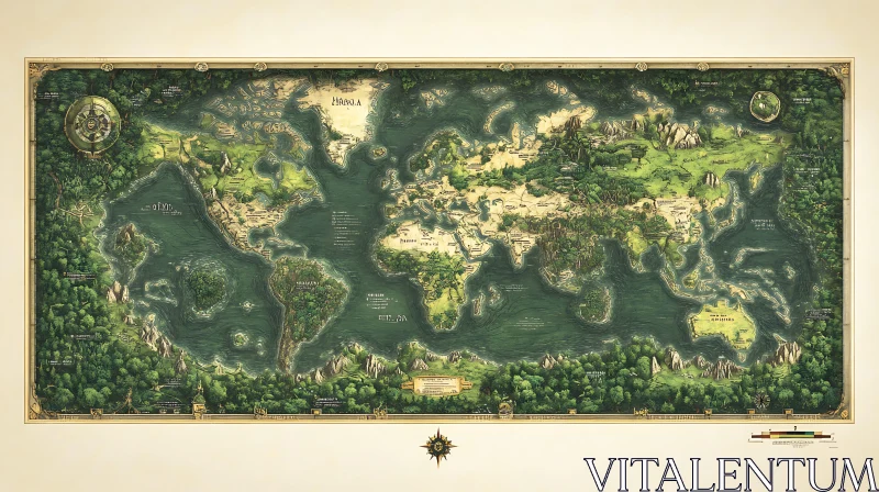 Historical Fantasy Map Illustration AI Image