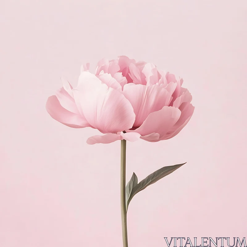 Delicate Pink Bloom on Pastel Background AI Image