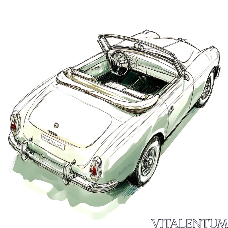 Retro Convertible Car Drawing AI Image