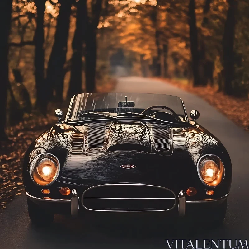 Vintage Sports Car in Beautiful Autumn Setting AI Image