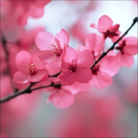 Vibrant Pink Cherry Blossoms Close-Up