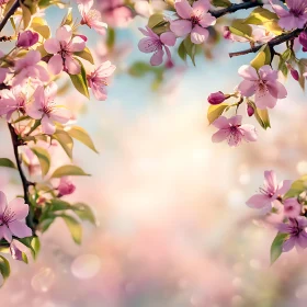 Spring Cherry Blossoms and Pastel Background