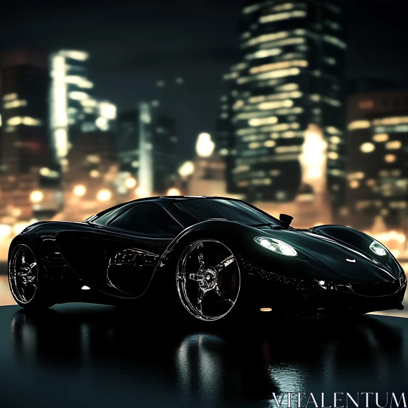 AI ART Luxury Sports Car at Nighttime City Background