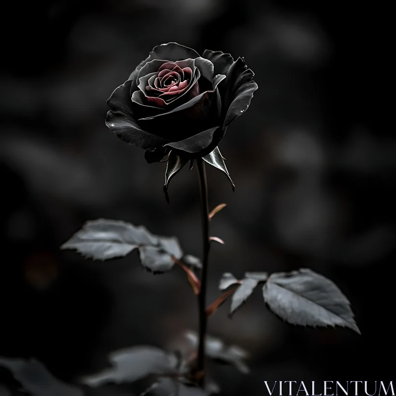 AI ART Mystical Black Rose in Bloom