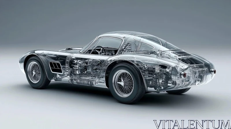 AI ART Intricate Engineering of Transparent Classic Car