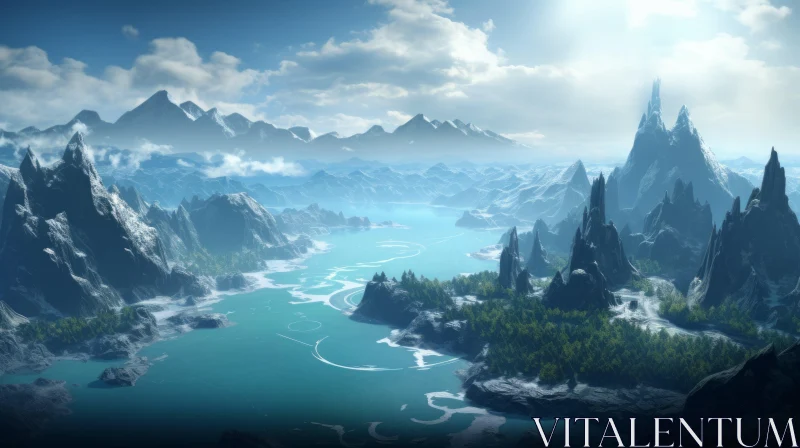 AI ART Fantasy-Inspired Landscape: Ocean, Mountains and Northern China's Terrain