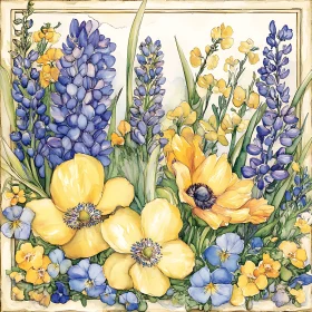 Beautiful Botanical Watercolor of Vibrant Flowers